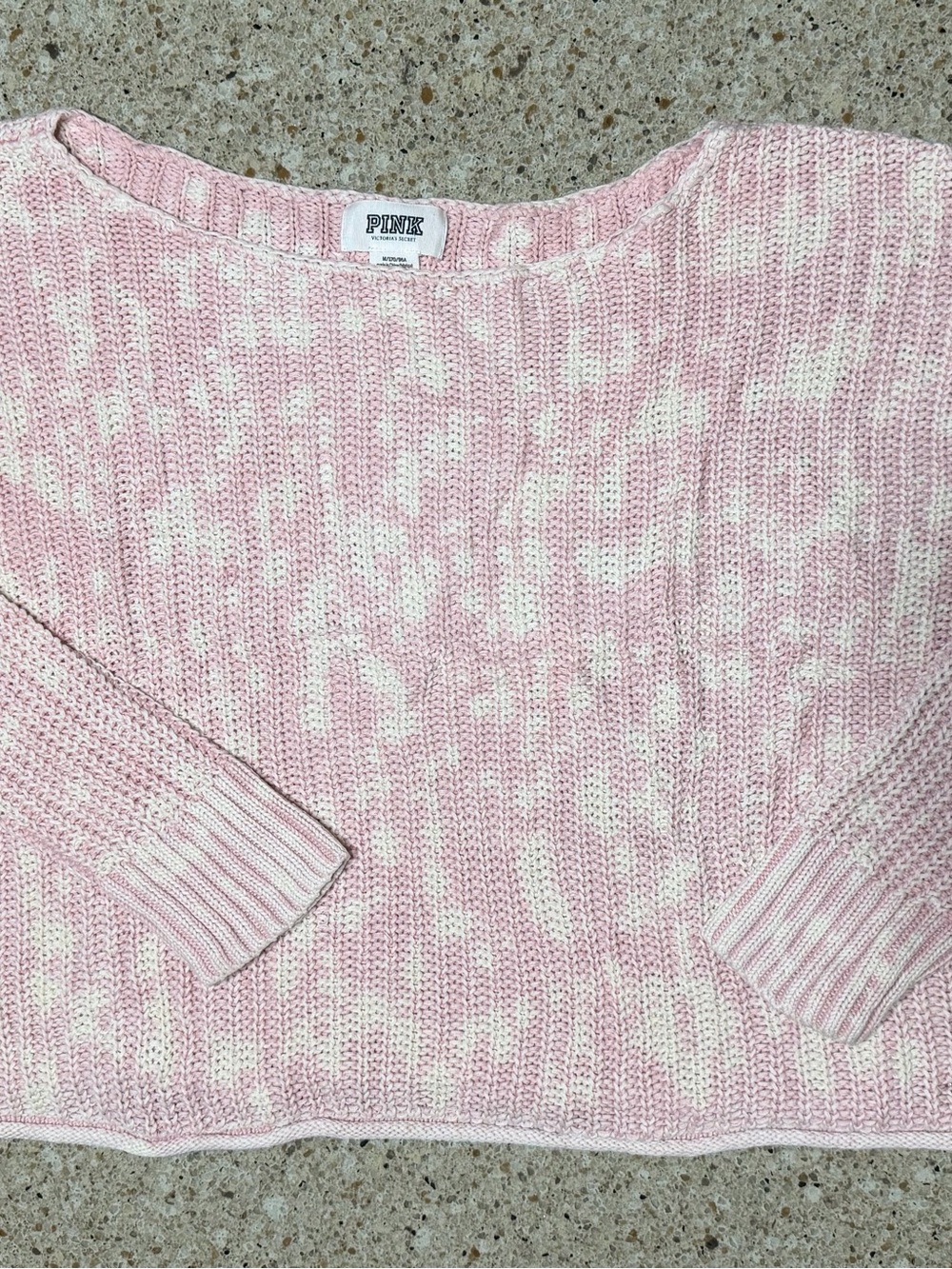 PINK Victoria's Secret Pink & White Marled Scoop Neck Sweater